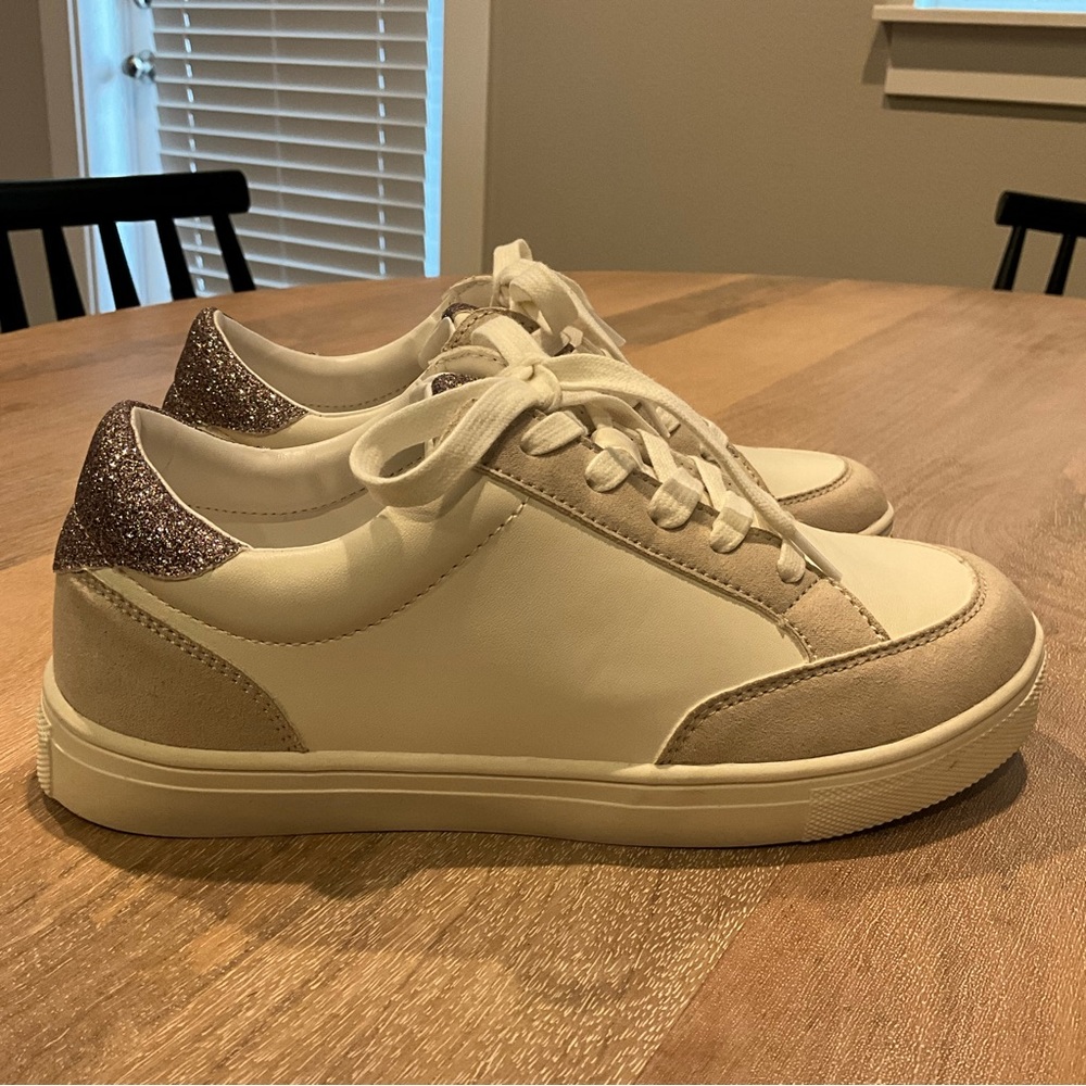 J.Crew Crewcut Outlet Girls Glitter White Sneakers Size 4